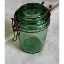 Bocaux vert ancien 1L 1960s marque "Idéal", vintage jar, antique