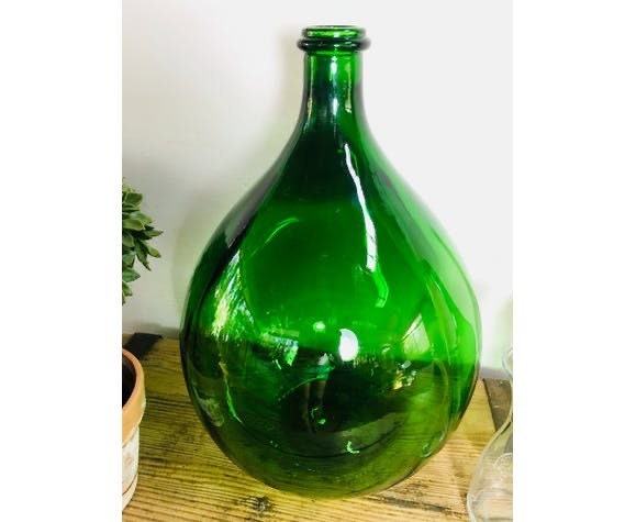 French Dame Jeanne ancien Vert coloris 10L, antique vase, vintage vase 1960s