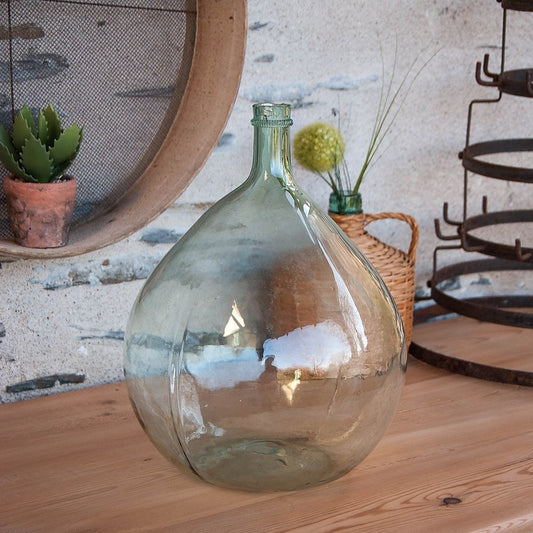 XL Dame Jeanne transparent 20L, vase ancien, French vase antique, christmas decoration 1950s