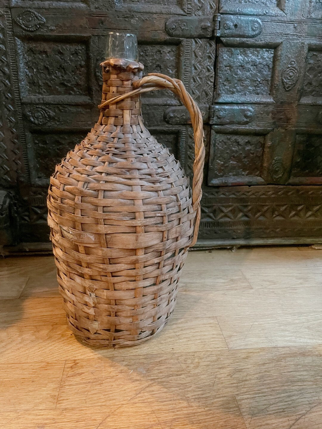 Ancien Dame Jeanne with orgininal wicker 5L de 1960s, vintage french vase