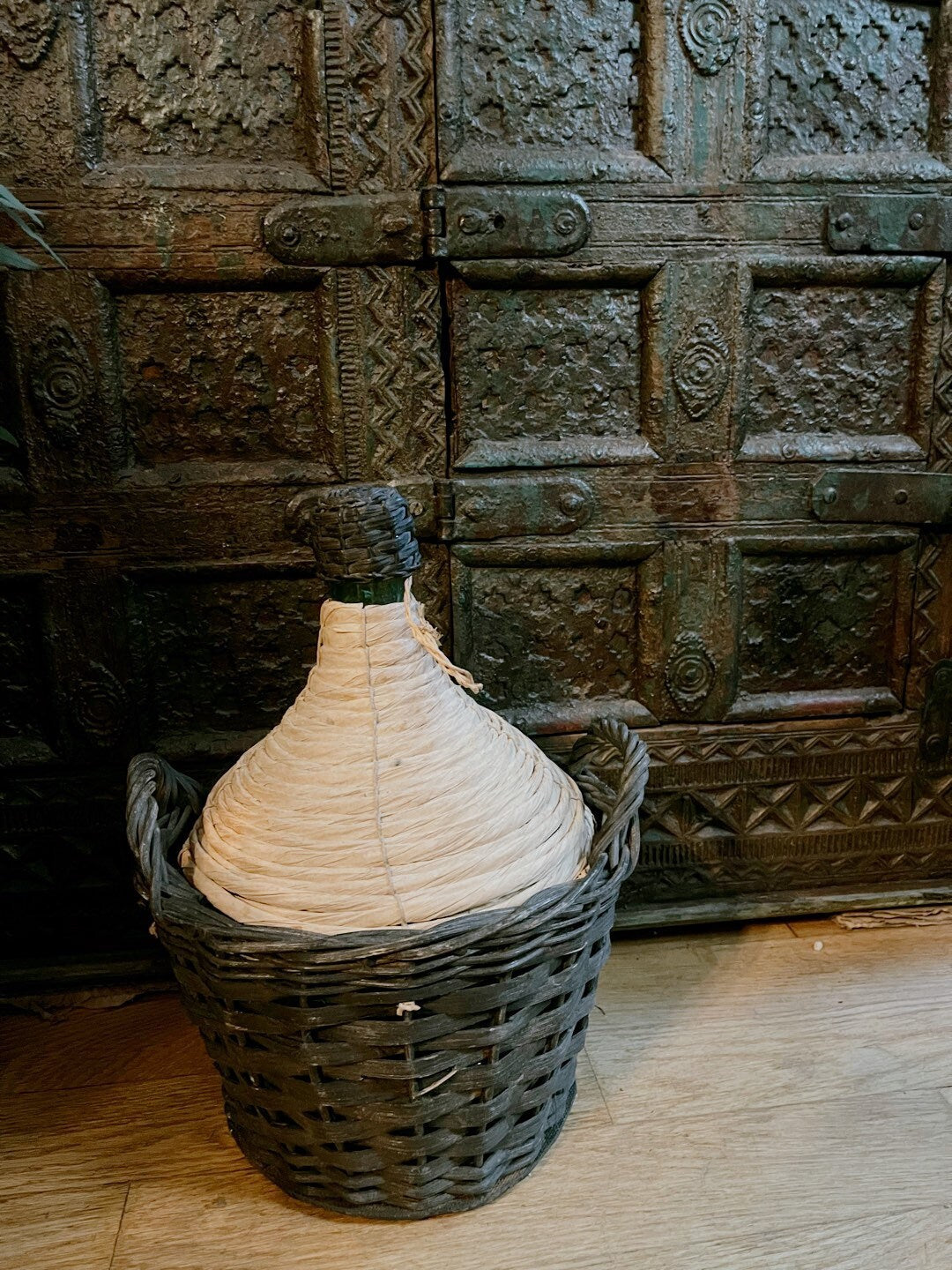 Ancien Dame Jeanne with orgininal wicker 5L de 1960s, vintage french vase