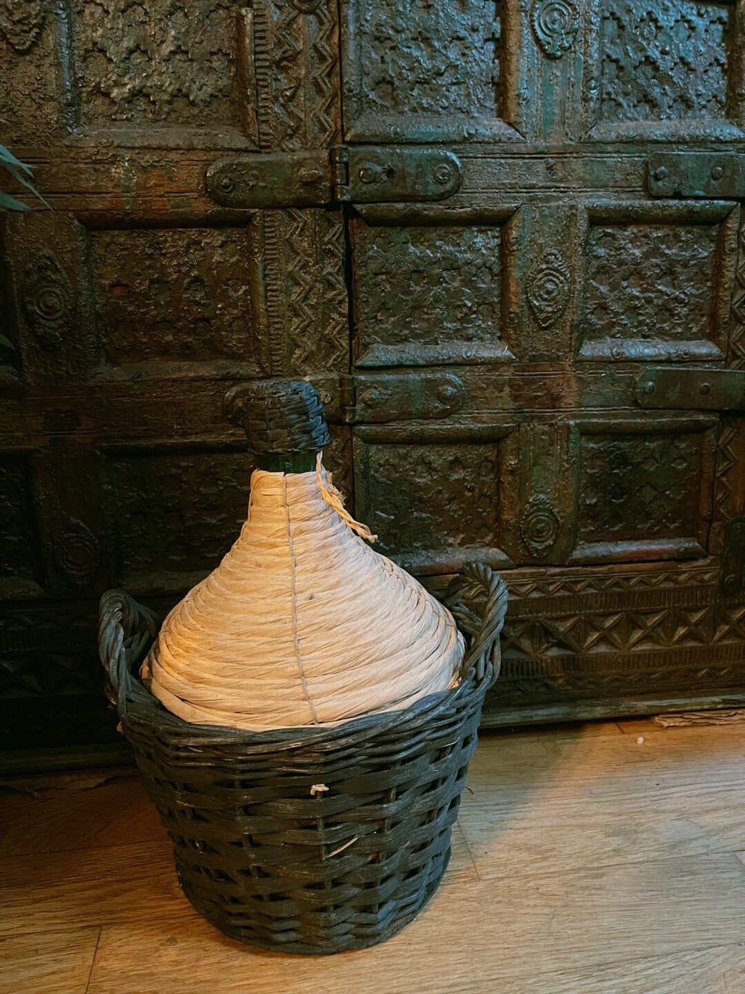 Ancien Dame Jeanne with orgininal wicker 5L de 1960s, vintage french vase