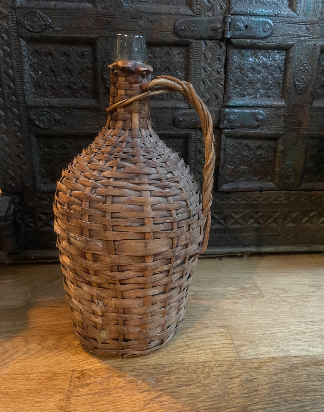 Ancien Dame Jeanne with orgininal wicker 5L de 1960s, vintage french vase