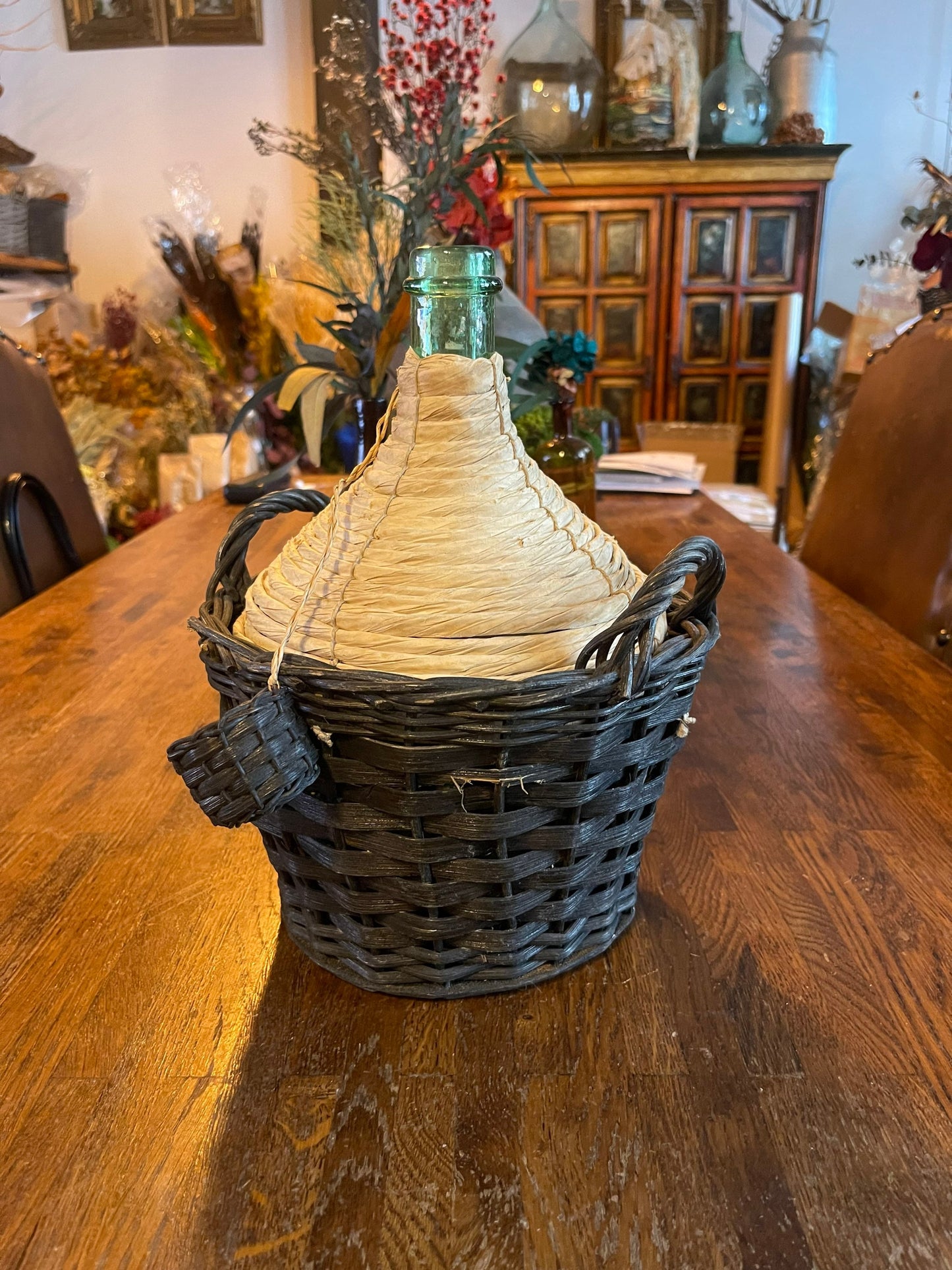 Ancien Dame Jeanne with orgininal wicker 5L de 1960s, vintage french vase