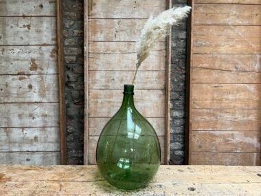 Very rare - XXL Dame jeanne 40L blow glass - Demijohn carboy vert moss, antique vase 1900s, vintage vase