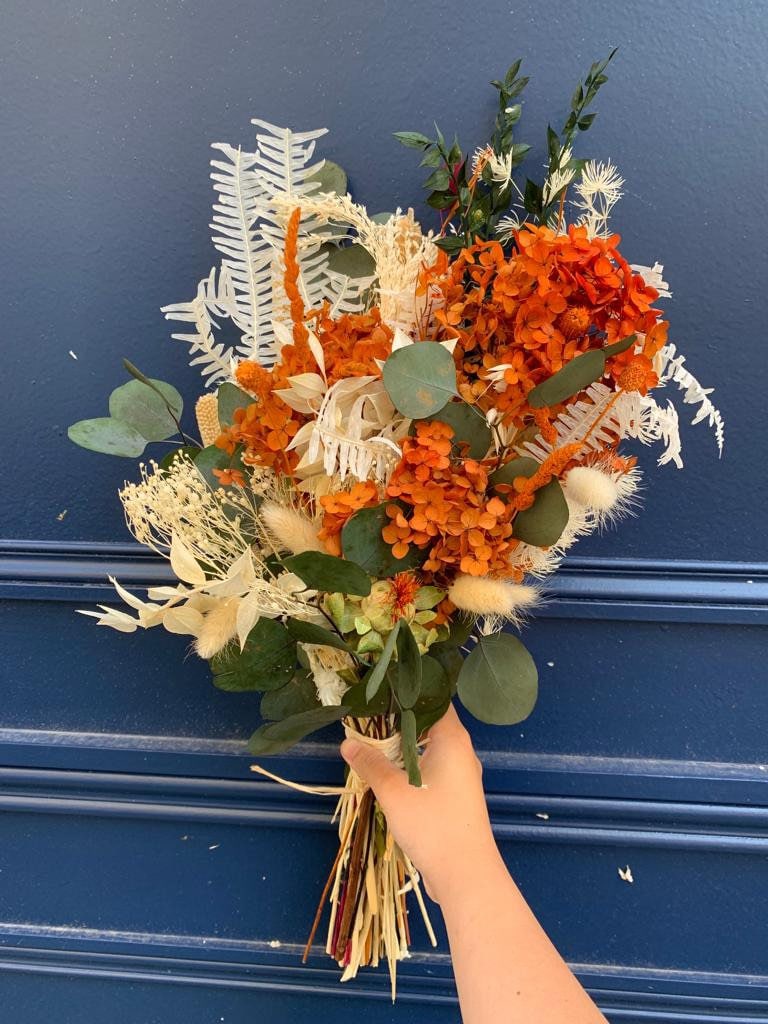 LAMI terracota hydrangea bunch, dried flower composition floral, decoration, champêtre decor