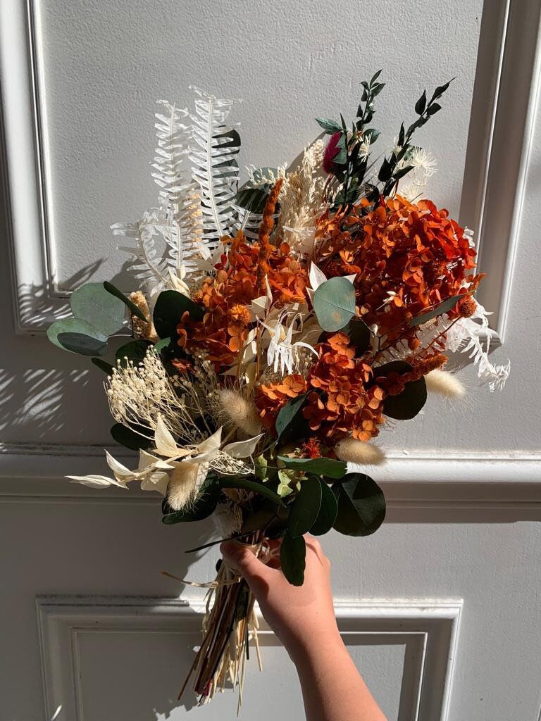 LAMI terracota hydrangea bunch, dried flower composition floral, decoration, champêtre decor