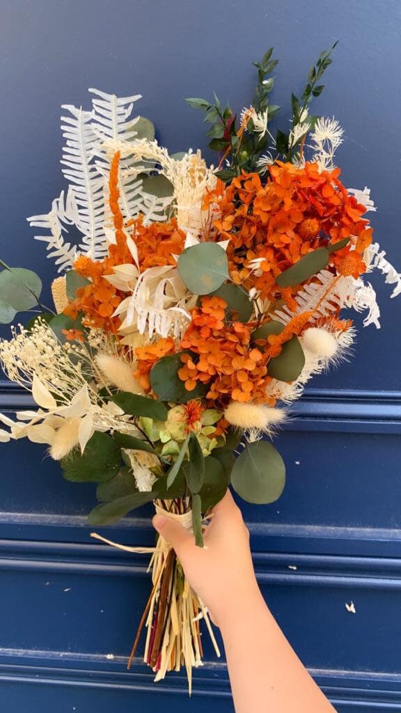 LAMI terracota hydrangea bunch, dried flower composition floral, decoration, champêtre decor