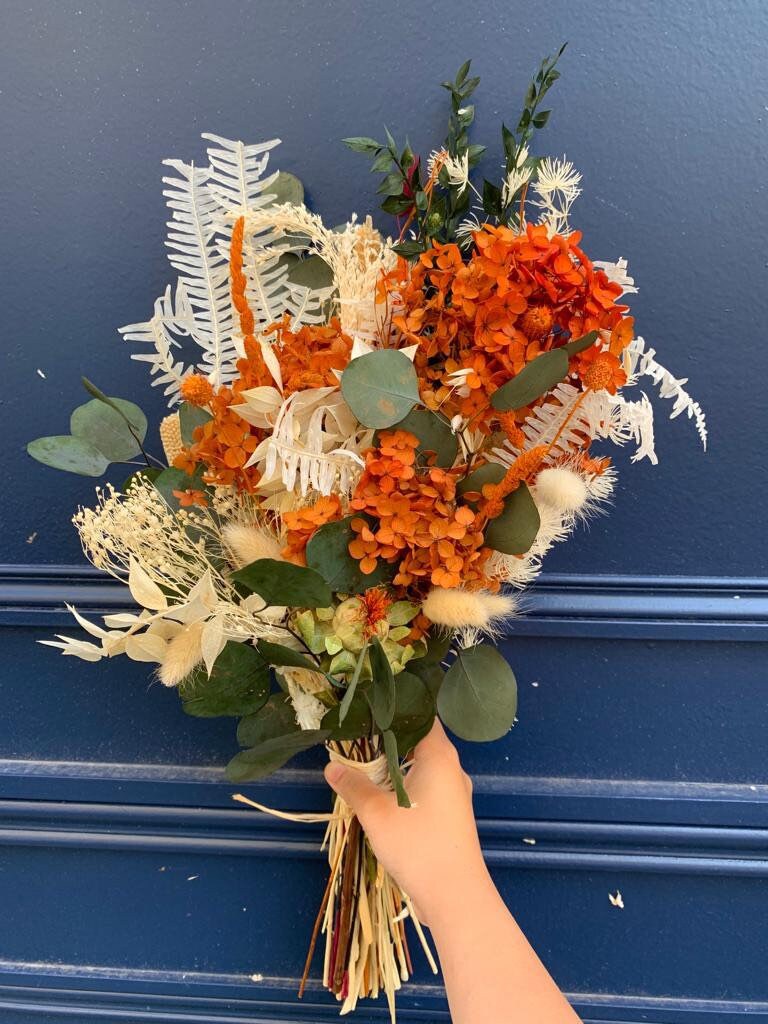 LAMI terracota hydrangea bunch, dried flower composition floral, decoration, champêtre decor