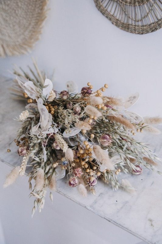 Bouquet LIN composition floral bridal bunch, boho chic decoration, wedding bunch, home decoration