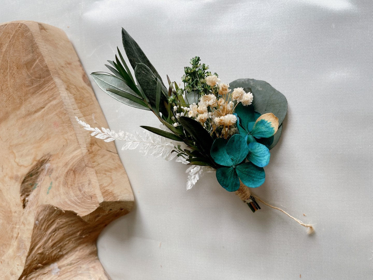 Greenery boutonniere white cream preserved groom accessories, wedding DYI