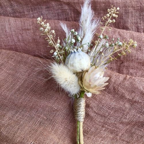 POPPY boutonniere preserved foliage mix dried flower, bridal accessories, wedding DYI