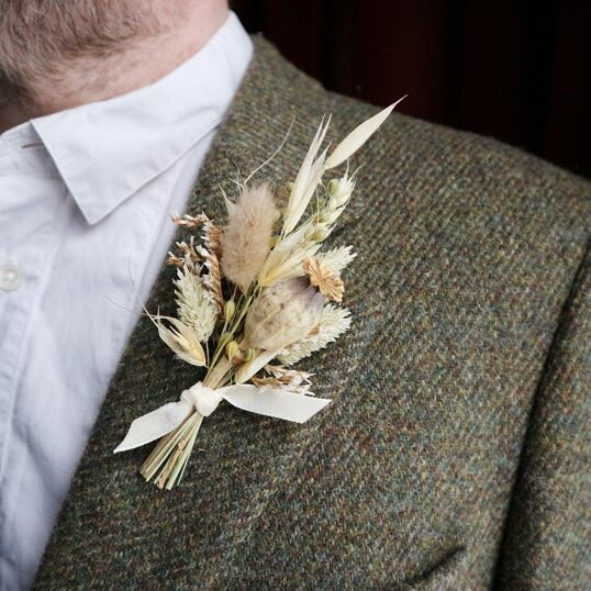 MYRIAM boutonniere preserved foliage mix dried flower, bridal accessories, wedding DYI
