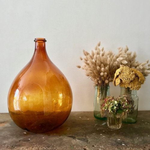 XL size French Dame Jeanne/demijohn ambre 30L ancien rare color