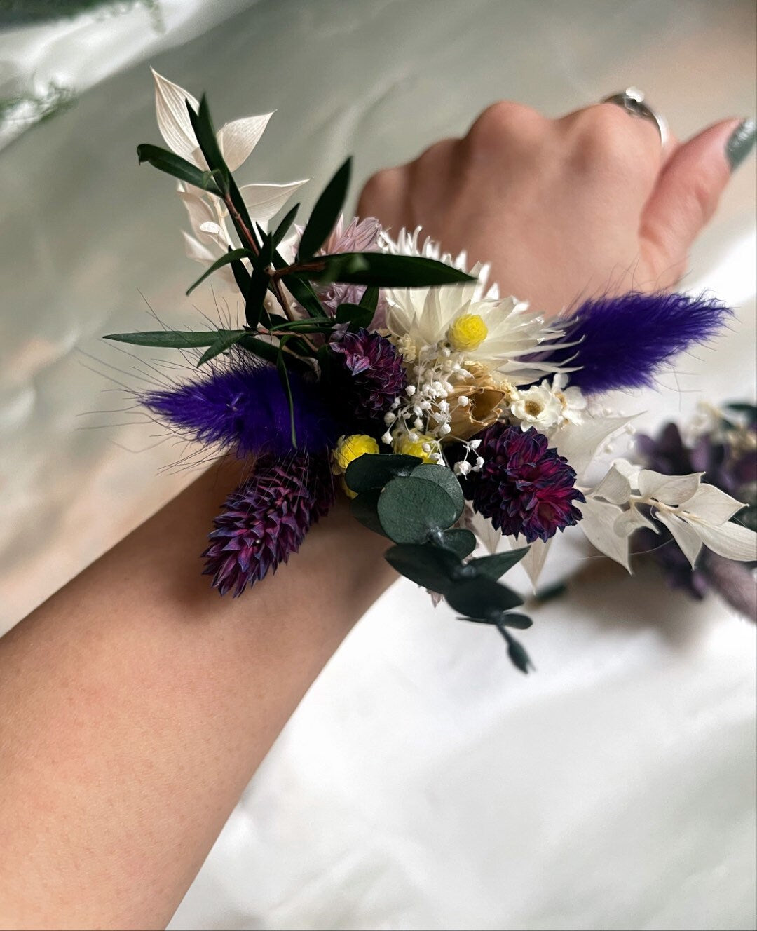 VIOLET wedding preserved and dried corsage and boutonniere