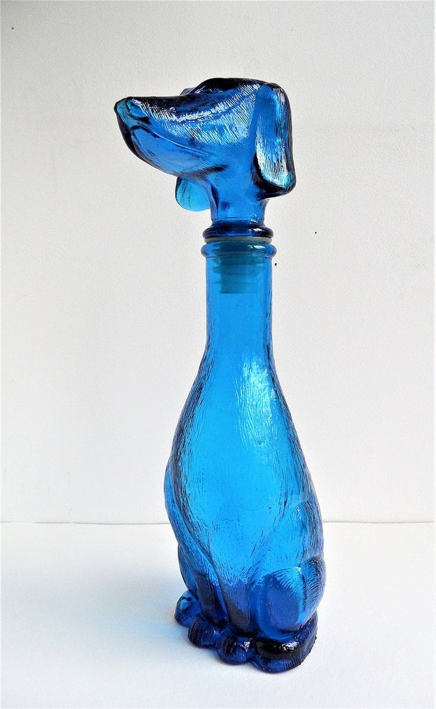 Vintage empoli Dog decanter, carafe empoli forme de chien, Vintage art deco,Vintage empoli Made in Italy since 1960s