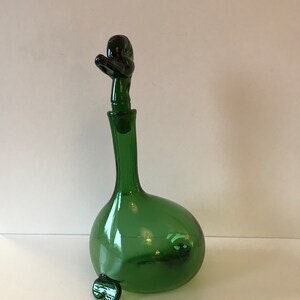 Rare Vintage Empoli Duck decanter green color - Vintage art deco,Vintage empoli Made in Italy since 1900s