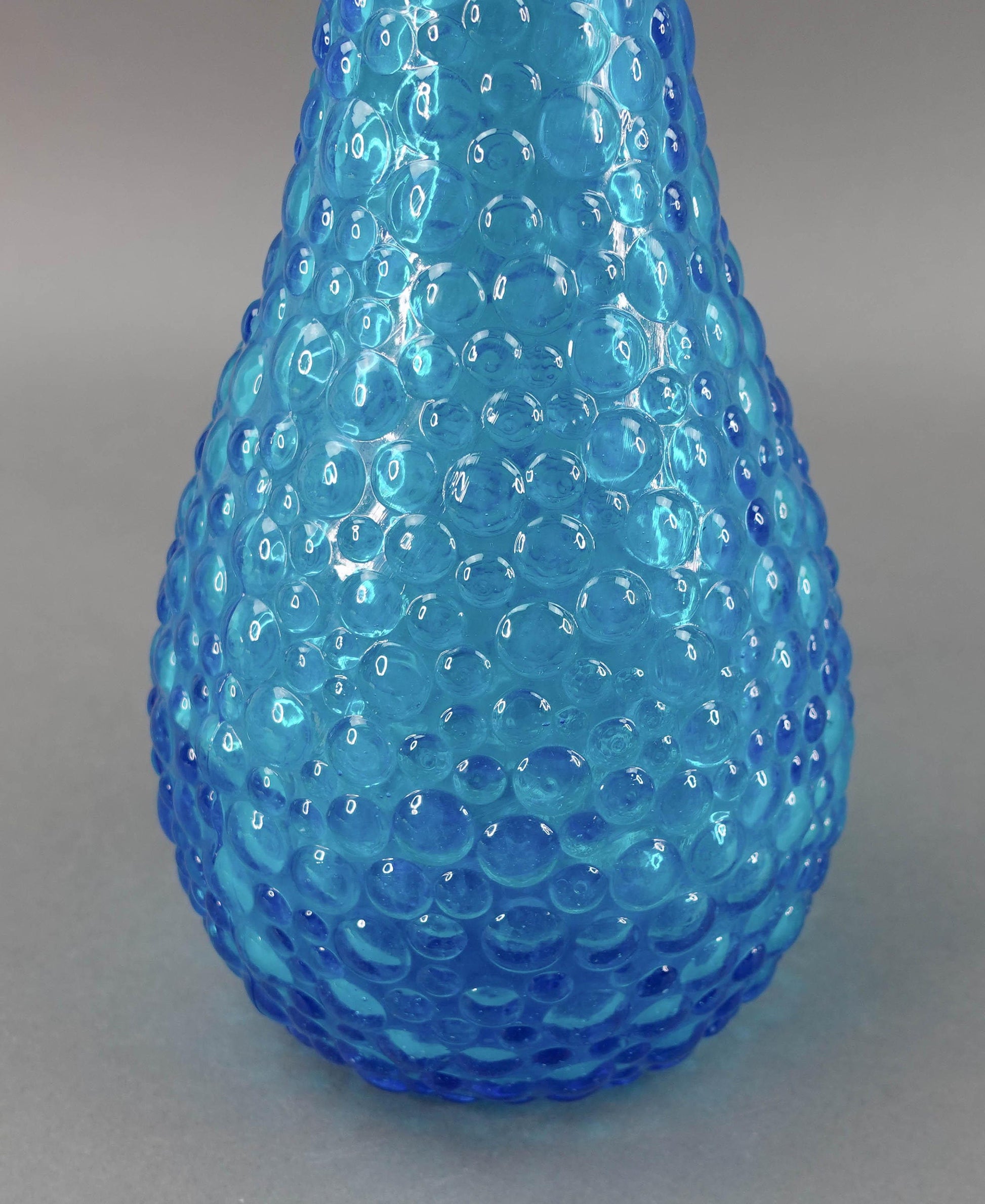 Ancien Rossini Genie Bottle Decanter In Empoli Teal blue Glass With Hobnail Pattern since 1960s