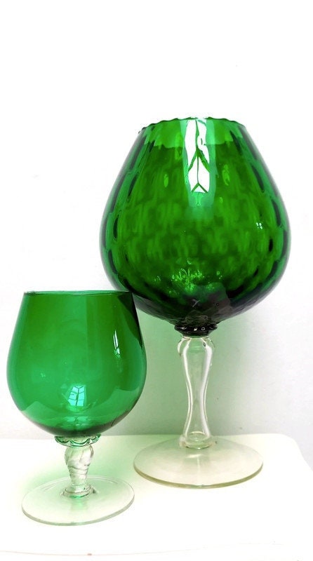 Ancien Mid Century Italian Empoli Glass - Pack of 2 - since 1960s