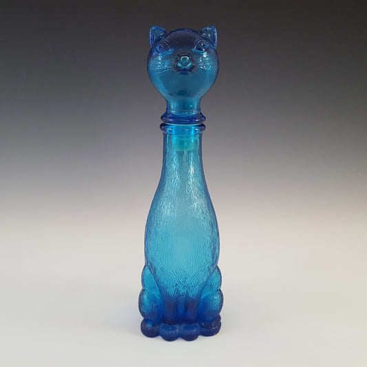 Rare Vintage Cat 14 inch tall Empoli decanter blue teal color - Vintage art deco,Vintage empoli Made in Italy since 1960s