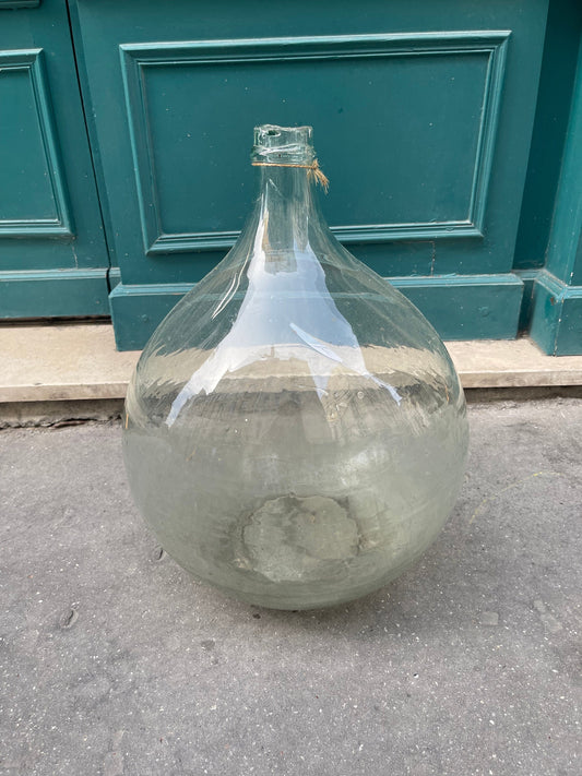 Demijohn carboy 25L transparent Alsacien dame jeanne cicara 1950s saber neck