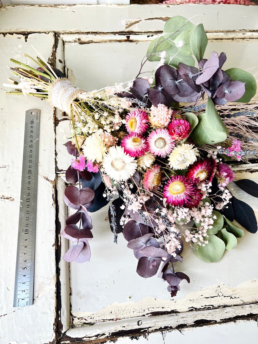 ROSIE Bouquet pink purple composition floral bridal bunch, boho chic decoration, wedding bunch, home decoration