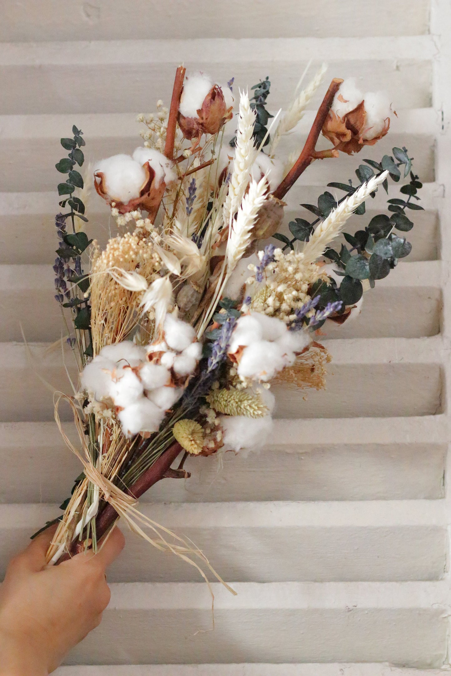 COTTON wedding flower bouquet for bridal and groom, Cotton flower bunch for wedding