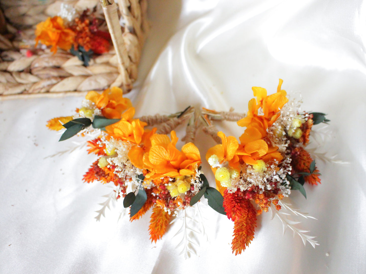 AURA wedding buttonhole for bridal and groom, Terracotta orange boutonniere for wedding