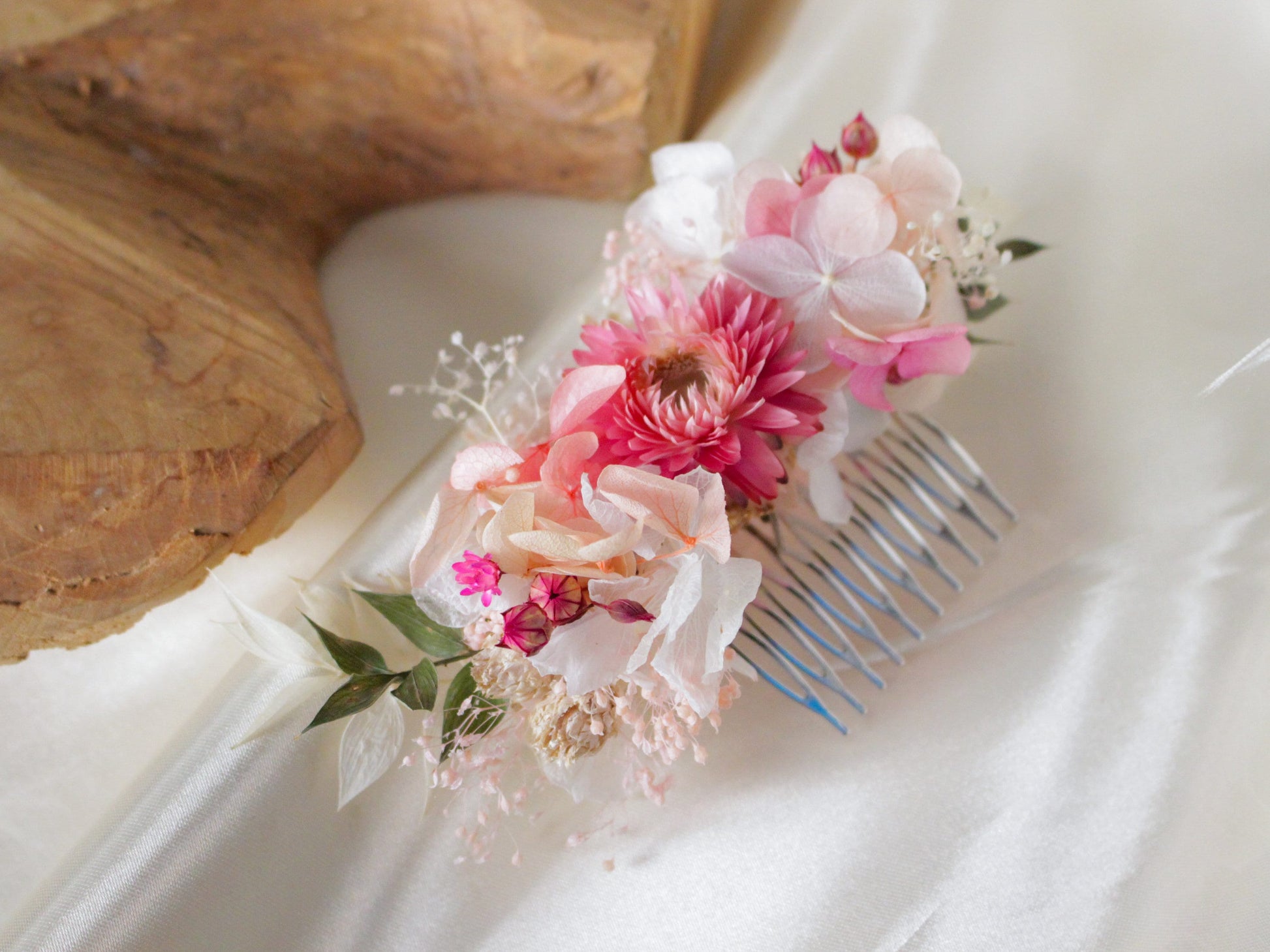 AURORA wedding hair comb for bridal and groom, Peigne de mariee en rose couleur