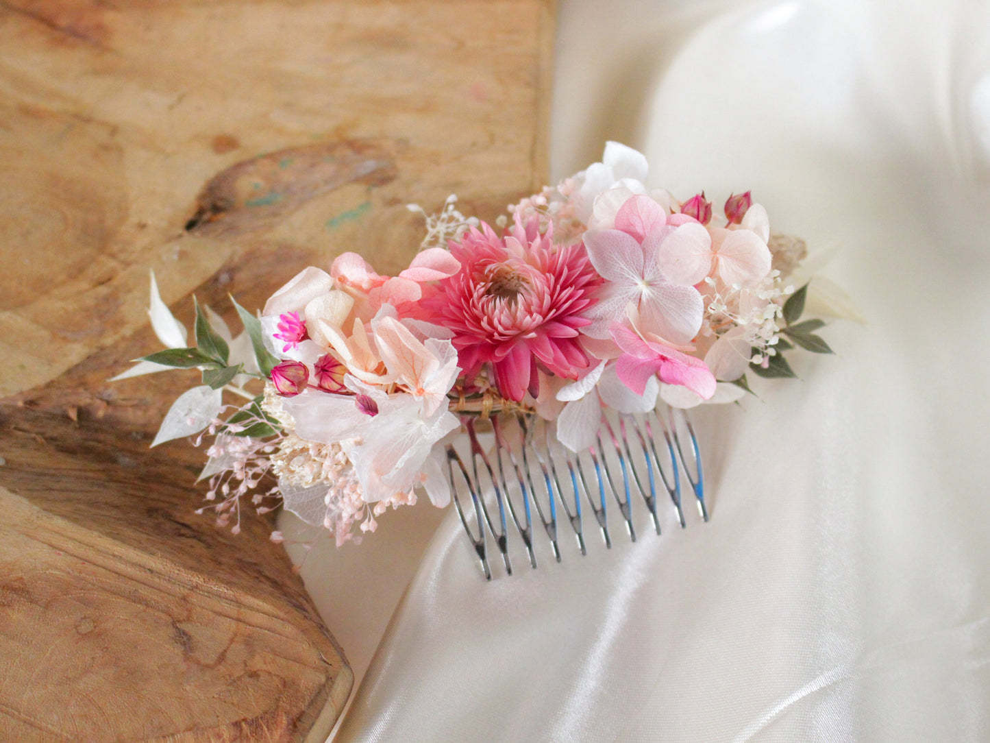 AURORA wedding hair comb for bridal and groom, Peigne de mariee en rose couleur