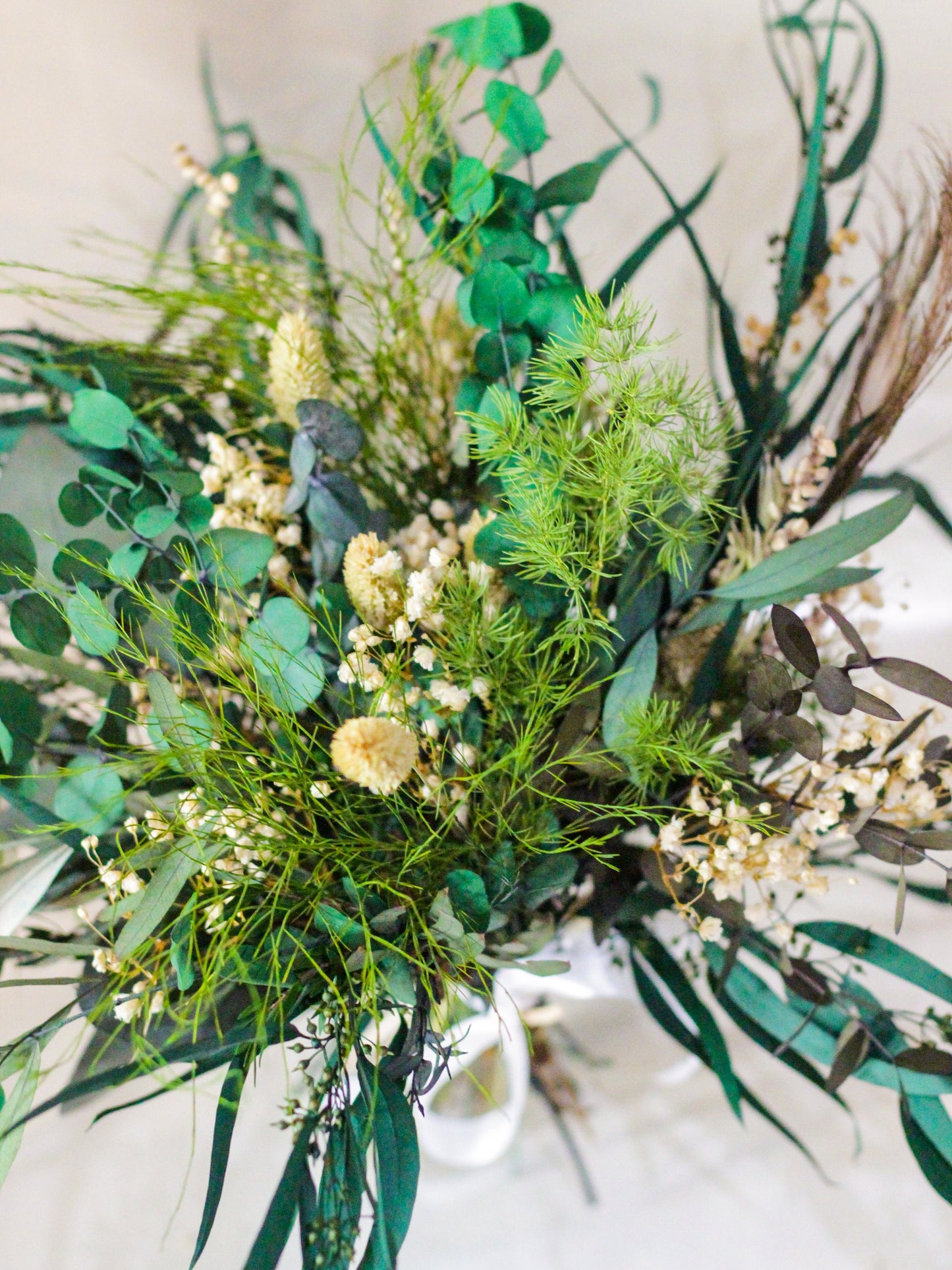 GREENERY flower bouquet for wedding, house decoration in green color