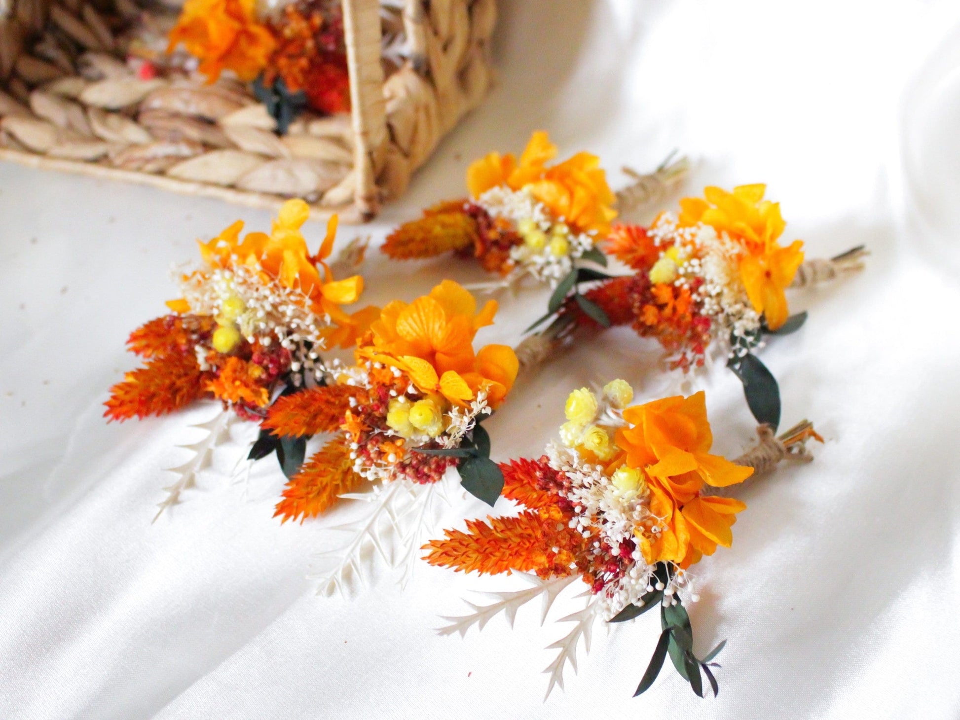 CHANG boutonniere terracota orange preserved groom accessories, wedding DYI