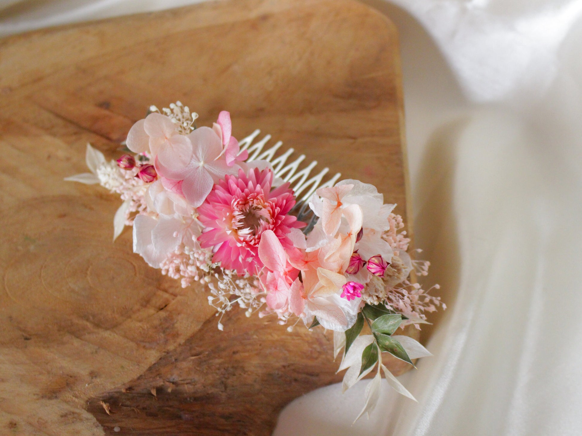 AURORA wedding hair comb for bridal and groom, Peigne de mariee en rose couleur