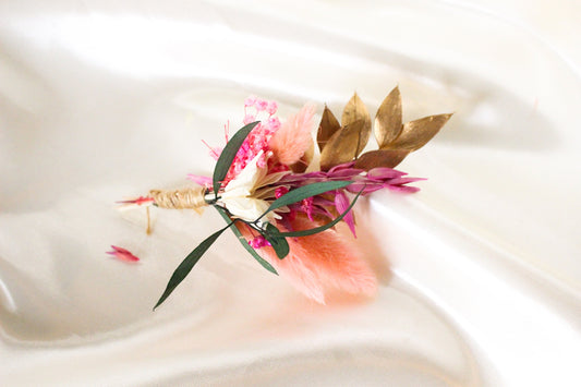 VIVIAN wedding buttonhole for bridal and groom, Boutonnière fleurs séchées pour mariage