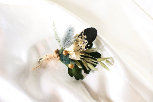 LILAH wedding buttonhole for bridal and groom, Boutonnière fleurs séchées pour mariage
