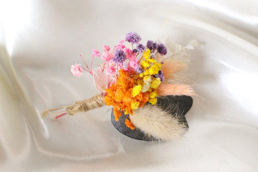 HARMONY wedding buttonhole for bridal and groom, Boutonnière fleurs séchées pour mariage