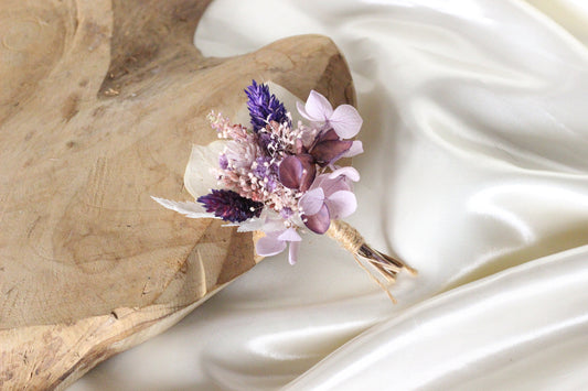 HAZEL wedding buttonhole for bridal and groom, Boutonnière fleurs séchées pour mariage