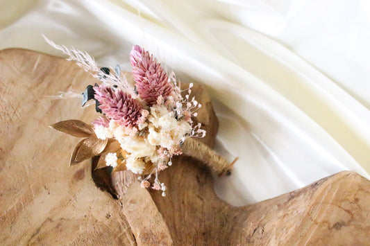 TINA boutonniere pale pink preserved groom accessories, wedding DYI
