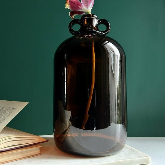 Ancien Dame jeanne 3.5-4L ambre, vintage vase, lady jeanne 1960s