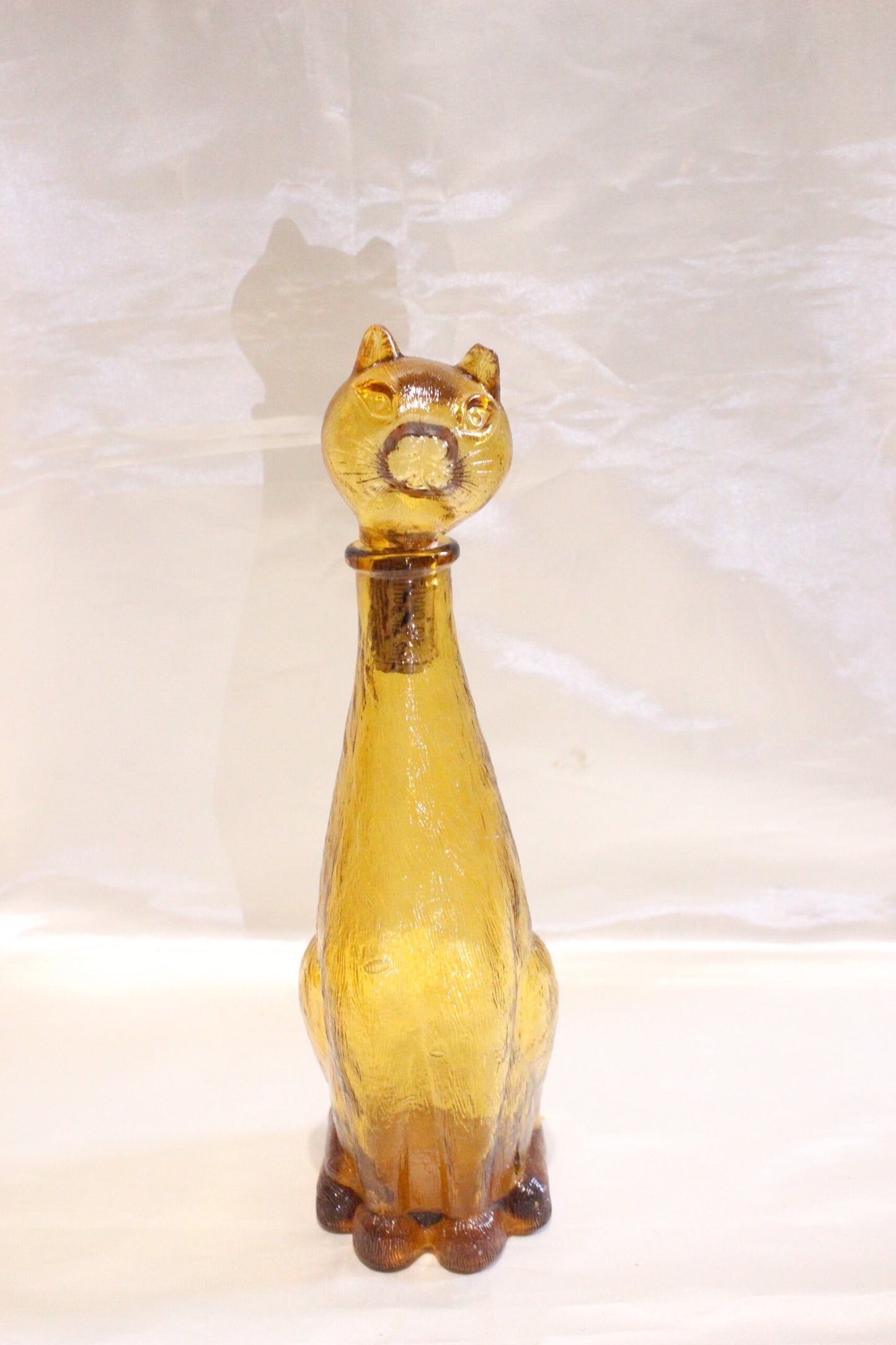 Vintage Cat & Dog 12 inch tall Amber color - Empoli decanter, Vintage art deco,Vintage Made in Italy since 1960s