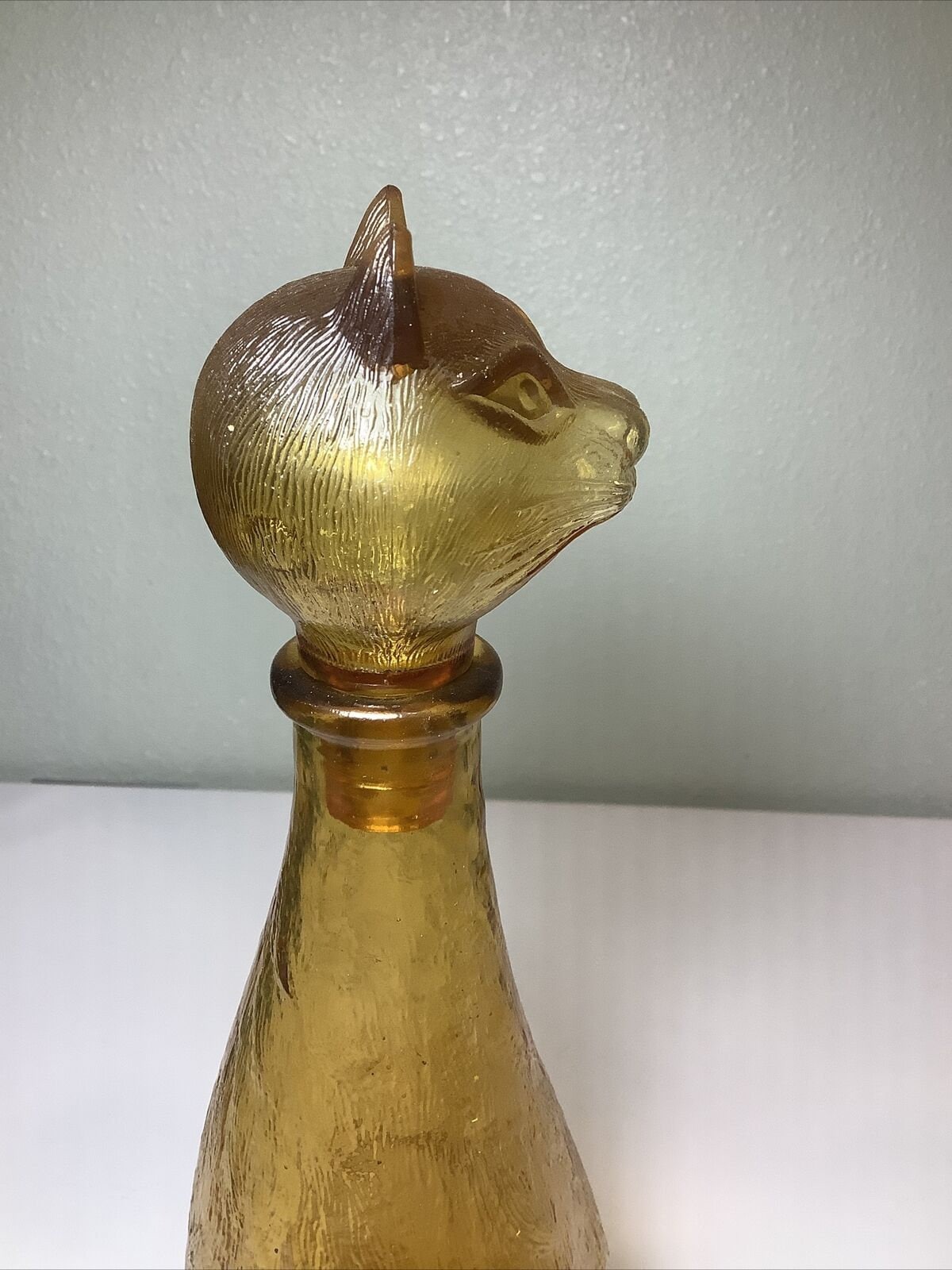 Vintage amber Cat 12.5 inch inch tall Empoli decanter - Vintage art deco,Vintage empoli Made in Italy since 1960s