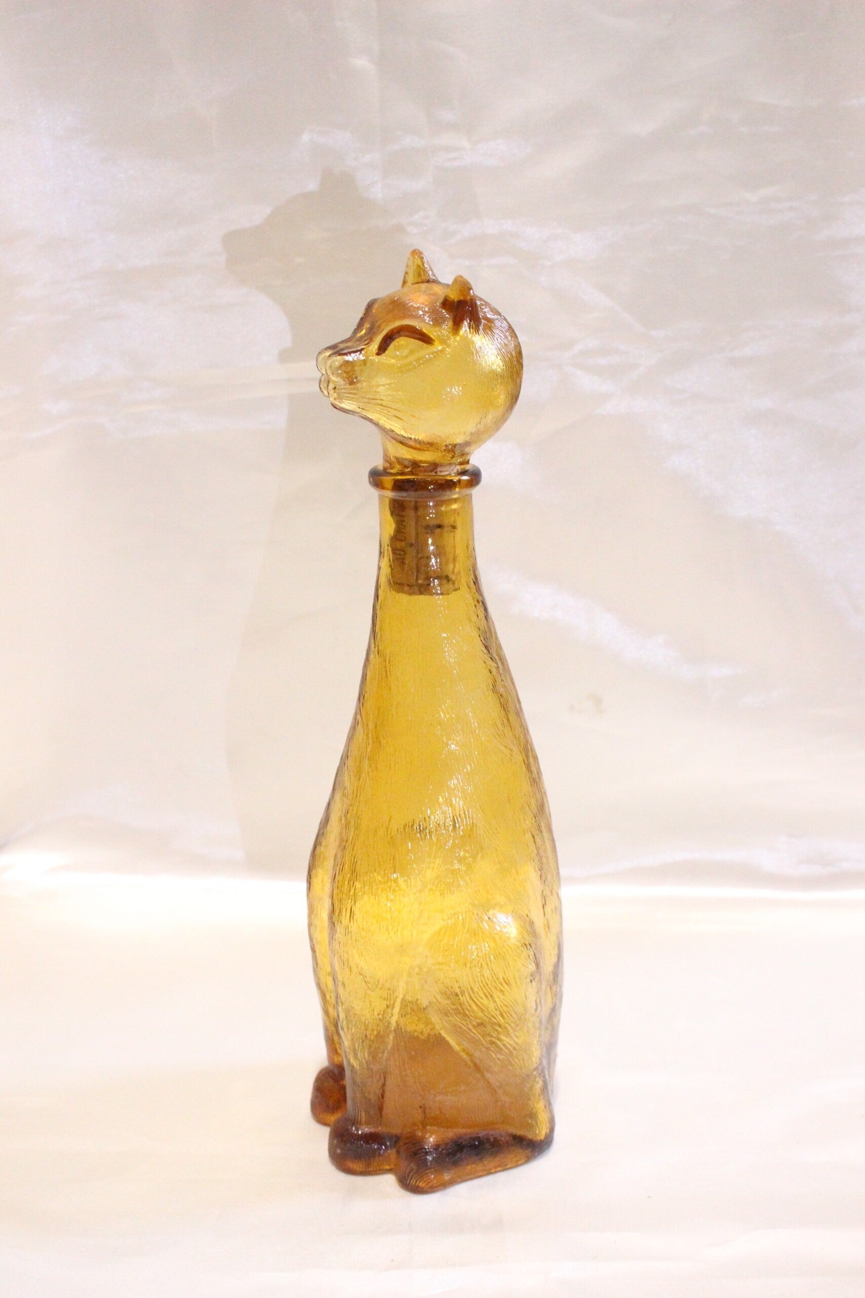 Vintage Cat & Dog 12 inch tall Amber color - Empoli decanter, Vintage art deco,Vintage Made in Italy since 1960s