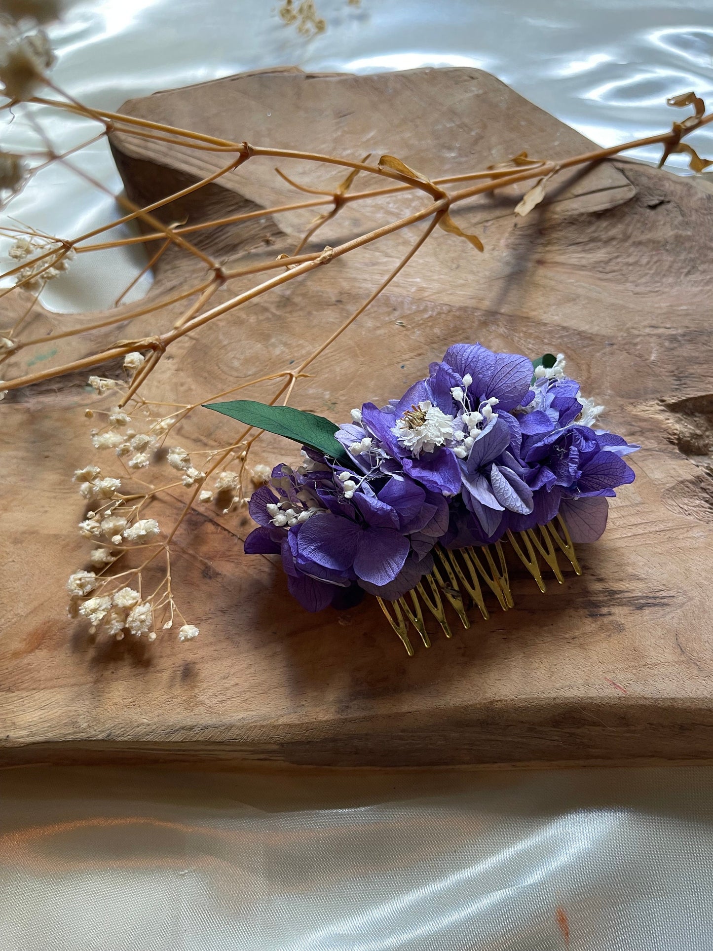 VIOLETTA hair comb preserved hortensia , bridal accessories, wedding accessories DYI