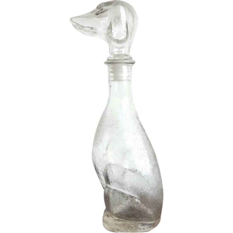 Vintage empoli Large Dog 15 inch tall transparent decanter, Vintage art deco,Vintage empoli Made in Italy since 1960s