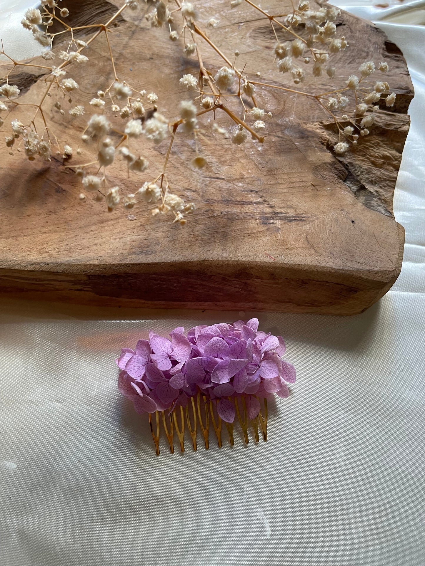 VIOLET hair comb preserved hortensia , bridal accessories, wedding accessories DYI