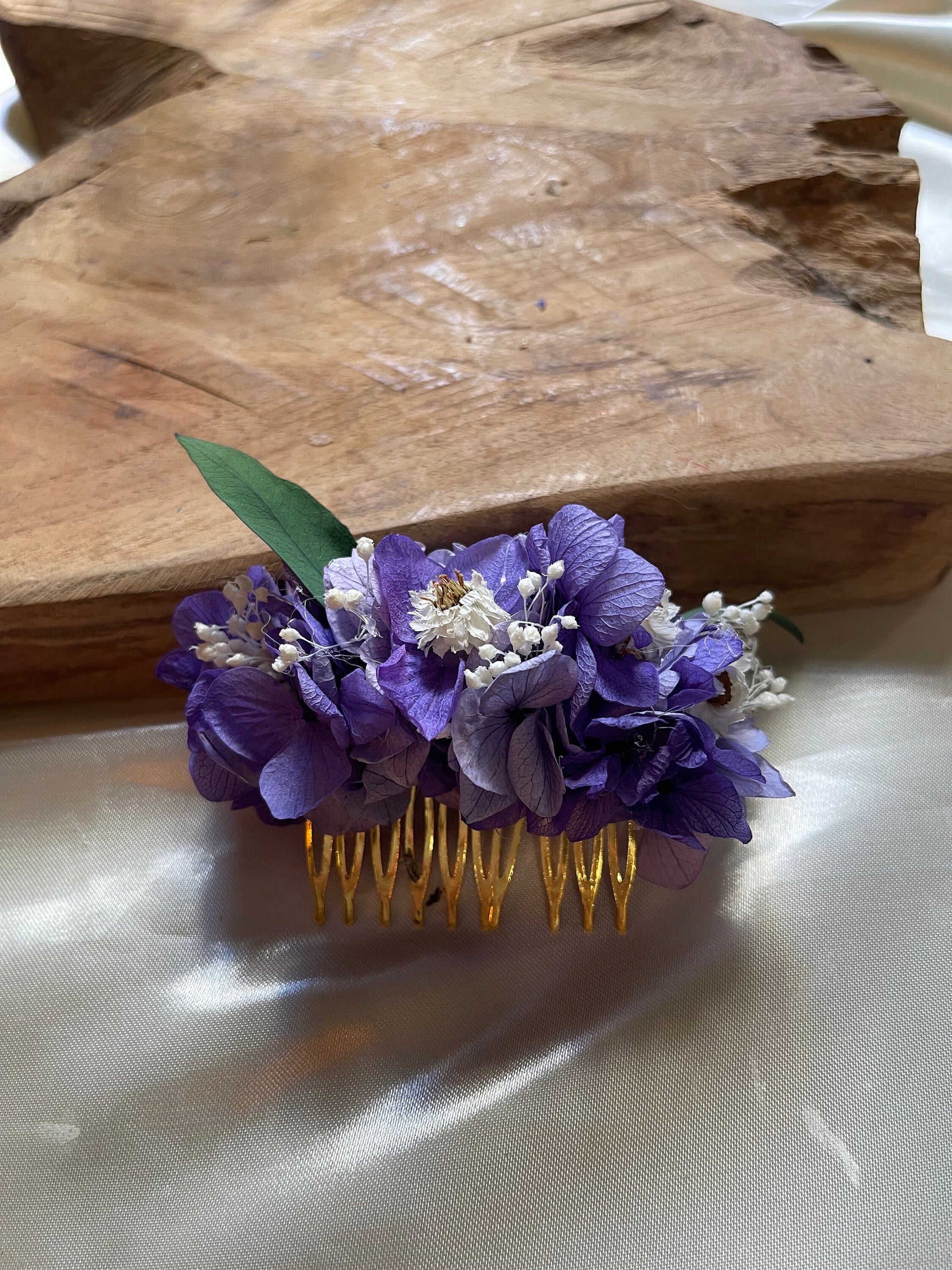 VIOLETTA hair comb preserved hortensia , bridal accessories, wedding accessories DYI