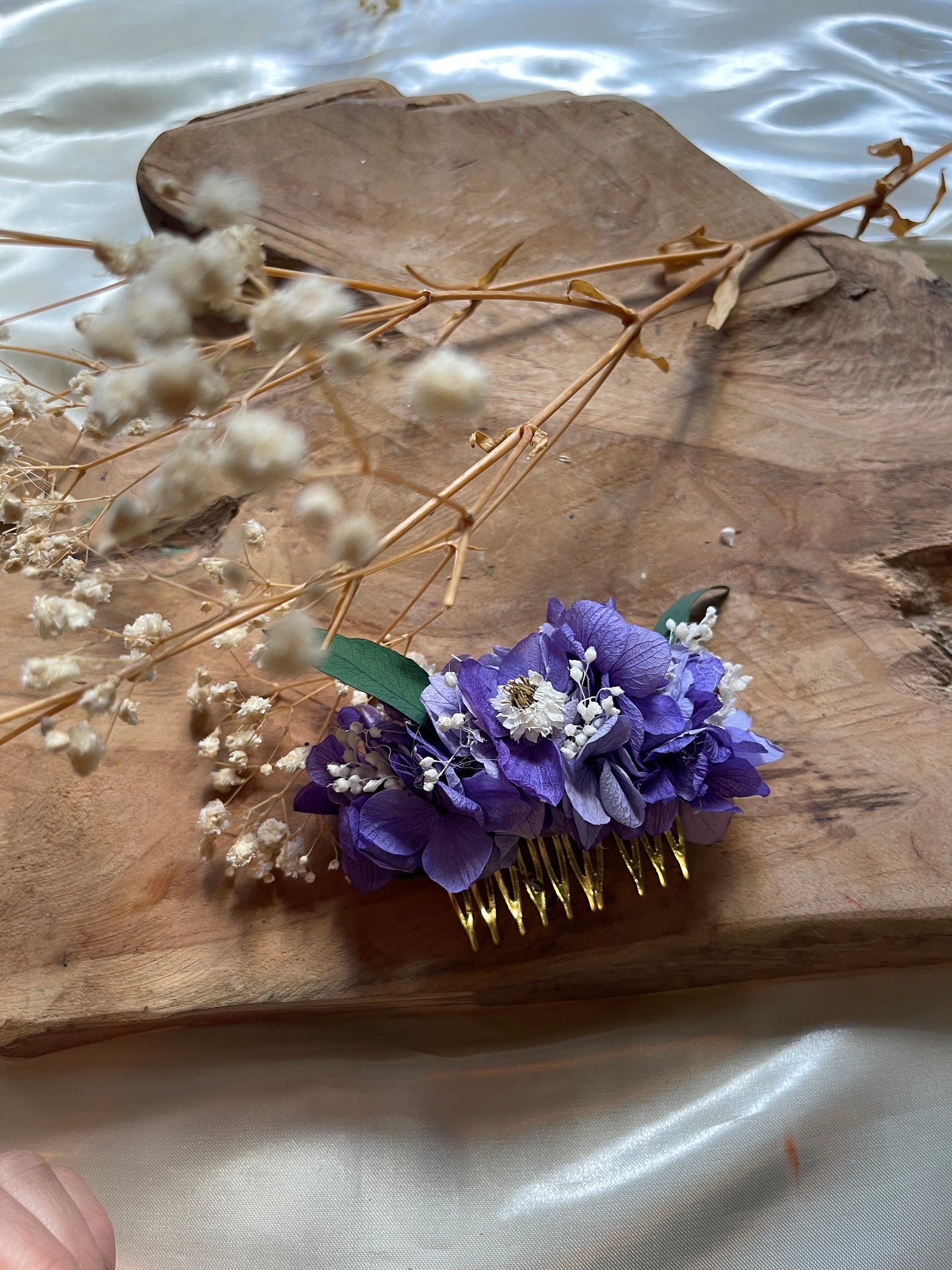 VIOLETTA hair comb preserved hortensia , bridal accessories, wedding accessories DYI